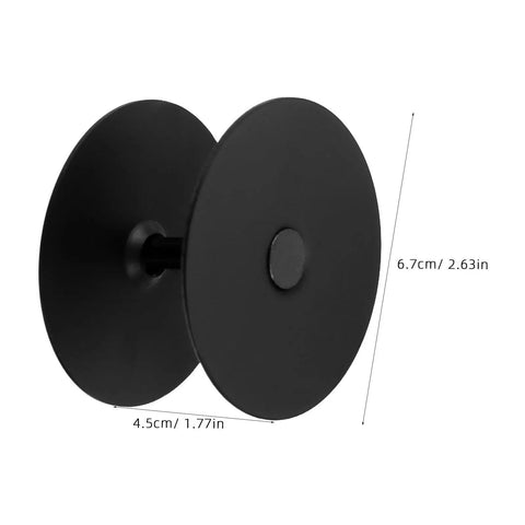 Heavy Duty Stainless Steel Decorative Deadbolt Cover Plate For Entry Doors With Slick Black Round Filler showing dimensions and design.