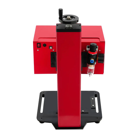Kickass Pneumatic Dot Peen Marking Machine With Computer Controlled Operation And 200X130 Millimeter Marking Zone, red design, compact base.