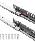 Soft Close Undermount Drawer Slides With Full Extension And Heavy Duty 40Kg Capacity concealed silver cabinet runners with screws.