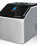 No Drama Portable Automatic Countertop Ice Maker Churning Fifty Five Pounds Of Snappy Cubes Daily sleek stainless shell with a black lid