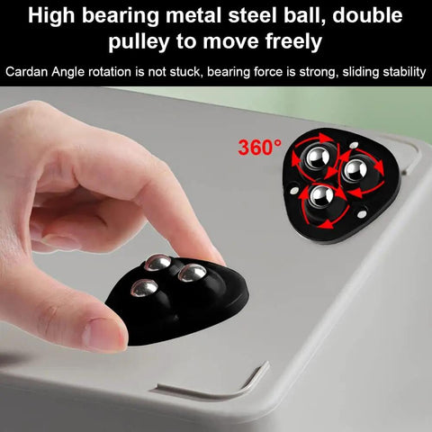 Self Adhesive Caster Wheels For Furniture, 12 Pcs Mini Ball Castors With ABS Material, detail of wheel placement on flat surface