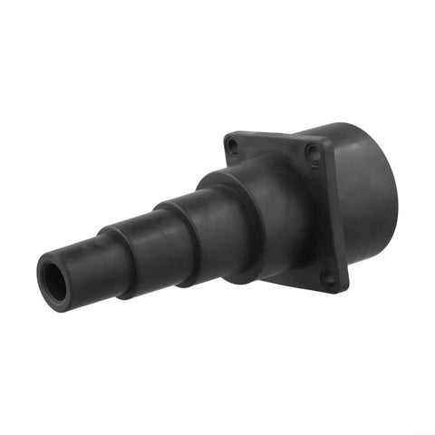 Versatile Wet Dry Shop Vacuum Tool Adapter With Stepped Design For Multiple Hose Diameters 1 Inch To Two And A Half Inches, black plastic material.