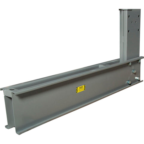 Built Tough As Nails Steel Cantilever Rack Single Sided Heavy Duty Shelving supports eight hundred lbs per arm for lumber pipes and steel bar stock ideal shop beast or yard setup 72X46X120 gray beam side view