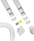 Decorative Three Inch Mini Split A C Line Set Cover Kit for Fifteen Feet Sleek White PVC Wire Hideaway components display