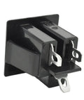 Close-up of Straight Up Dang Tough Industrial US 5 15R AC Power Outlet and electrical receptacle, black three-prong design.