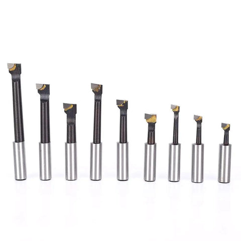 Three Eighths Inch Boring Bar Set Nine Piece HSS Boring Cutter Head Kit For CNC Milling And Lathe Work F1 Type Tools With Carbide Tip