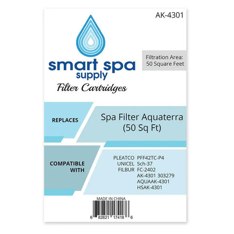 Replacement Filter For FreeFlow Spa 303279 packaging with compatibility details and filtration area 50 sq ft