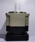 Beefed Up Helical Gear Planetary Gearbox Reducer Fitted For Nema 34 Stepper Motors with solid aluminum base and clear input shaft.