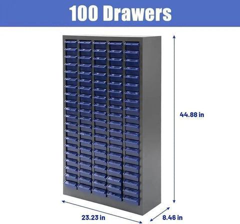 100 Drawer Parts Cabinet With ABS Drawers, Tool And Hardware Organizer Cabinet, Heavy Duty Steel Frame, Grey