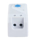 Adjustable 0-60 C Mechanical Thermostat With Normally Closed Switch For Heaters Fans And Control Circuits Rotary Dial Temperature Control For Precise Activation Trigger Easy Dial Setup Auto Shutoff And Safe Startup. white plastic 2-wire DIN rail thermostat front view