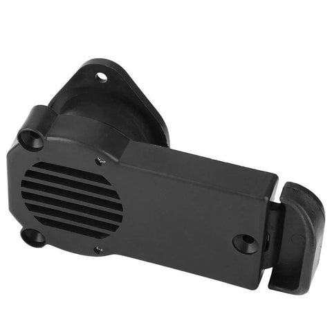 Boat drain valve, PVC scupper, side view, black marine-grade construction.