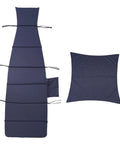 Outdoor Hanging Lounge Chair Cushion With Umbrella For Patio Or Backyard High Resilience Sponge Fill For Extra Thick Comfort Side Pocket For Phone Or Keys Fade Resistant Curved Hammock Lounger Pad Navy Blue. Navy blue cushion and umbrella set.
