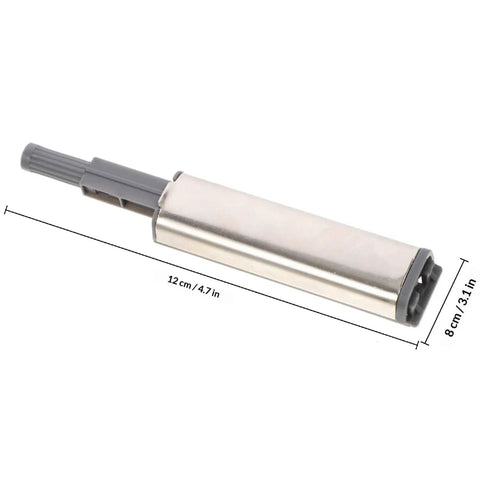 Hidden Cabinet Door Latch Four Pack Heavy Duty Push To Open Strong Touch Catch, silver and gray, 12 cm length, isolated view
