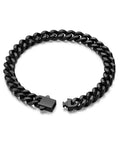 Black Stainless Steel Cuban Link Chain Bracelet For Men And Women 7mm Rope Chain With Fold Over Clasp Unisex Wrist Bling Jewelry Durable Shine Miami Vibe Everyday Wear