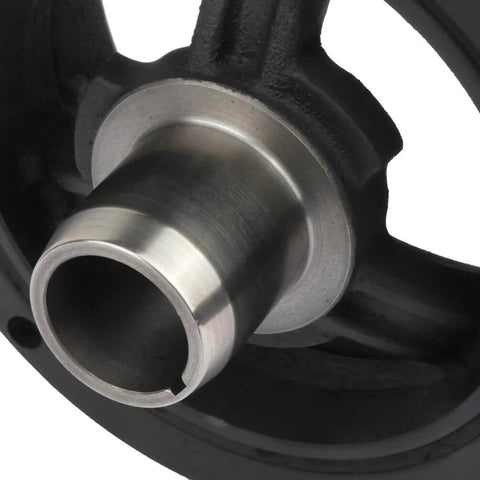 Close-up of Crankshaft Belt Drive Pulley Replacement For Chrysler Aspen 2007 and Dodge Dakota 2000 2010, focusing on metal finish.