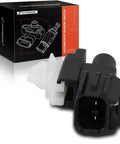 Close-up of A-Premium air temperature sensor with black plastic housing and white connector; packaging box visible.