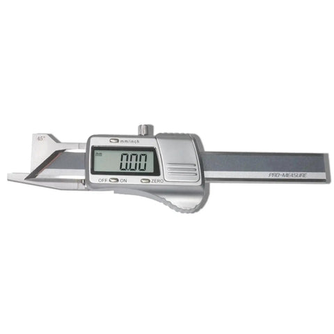 Pro-Grade Digital Chamfer Gauge Ruler Electronic Chamfer Measurement Tool With 0.01mm Resolution, stainless steel, 45° readout.
