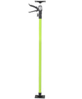 Front view: Espidoo adjustable support pole, neon green steel rod with black clamp head and square base