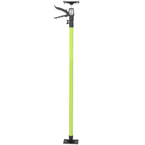 Front view: Espidoo adjustable support pole, neon green steel rod with black clamp head and square base