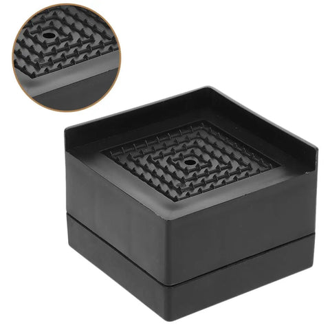 Close-up of square non slip furniture pads set with durable rubber and polypropylene showing detailed anti slip surface.