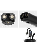 Rock Solid Portable 7Kw Electric Vehicle Charger Featuring Dual Plug Evse Cord for Tesla with charging plug close-up