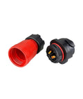 YM24 M24 Waterproof 3 Pin Aviation Welding Plug Socket Wire Connector Entry Connector For Industrial Equipment KL4 4B in red and black