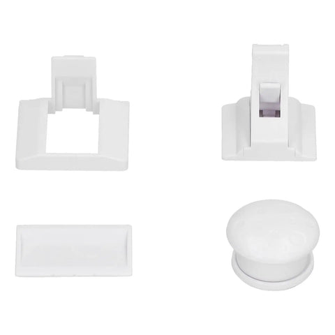 Magnetic Concealed Drawer Lock For Cabinets No Drill Adhesive Install Easy Scrub Kidproof Security Lock in white components