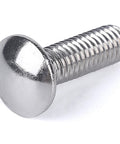Close-up of carriage bolt from 8 Sets Universal Headboard And Footboard Hardware Nuts And Bolts Kit, round head, square neck