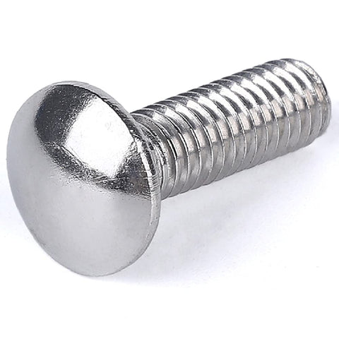 Close-up of carriage bolt from 8 Sets Universal Headboard And Footboard Hardware Nuts And Bolts Kit, round head, square neck