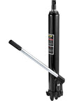VEVOR hydraulic long ram jack with clevis base, black finish, side view with handle