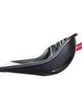 Side view of the Beast Of A Snow Shovel With Wide Scoop And Fiberglass D-Grip For Driveways, featuring sharp edge and red handle