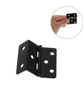 Heavy Duty Six Hole Three Fold Cabinet Door Hinges in black iron shown in hand for size reference