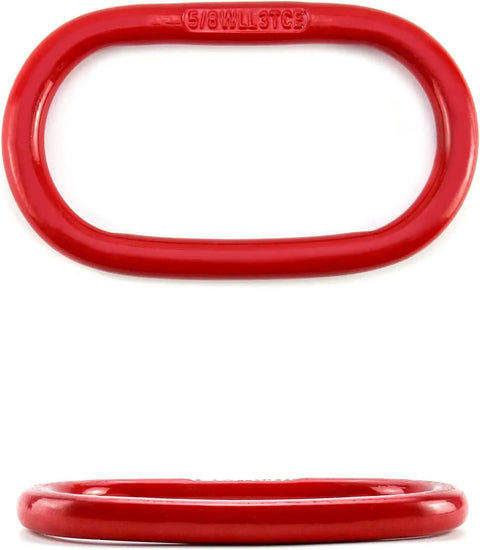 Grade 80 Oblong Master Link Hoist Ring For Lifting And Rigging 4400 Lb Load Capacity Red 2 Pack, red steel oblong link