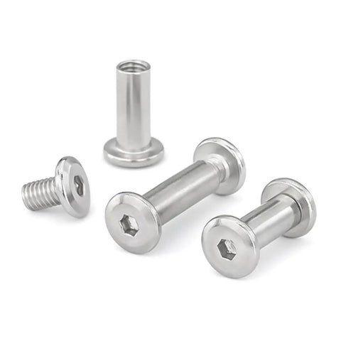 Dead Serious Hold M3 M4 M5 Binding Screws And Hex Head Barrel Nuts With Socket Cap Fastener Bolts Made From Kickbutt 304 Stainless Steel, assorted sizes and types.