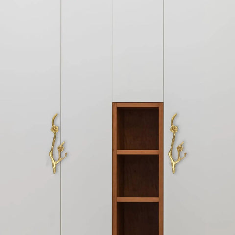 Chic Vintage Brass Flower Drawer Pulls Bring Rustic Charm to Kitchen Cupboards and Wardrobe Dressers Featuring Snazzy Twig Design Cabinet Handles