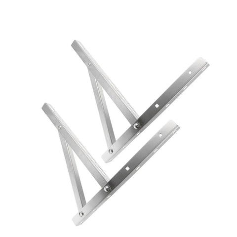 Heavy Duty Foldable Triangle Window AC Mount Bracket With Stainless Steel Build And Vibration Dampening Rubber For Quiet Durable Replacement Part For Your Window Air Conditioner, folded stainless steel 2-pack