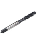 M6 x 1.0 Spiral Flute Thread Tap For Metalworking HSS nitriding coated right hand thread tool with round shank, side view