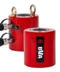 100 Ton High Tonnage Double Acting 4 Inch Stroke Hydraulic Cylinder Built Tough with Smooth Burnished Finish, two models shown