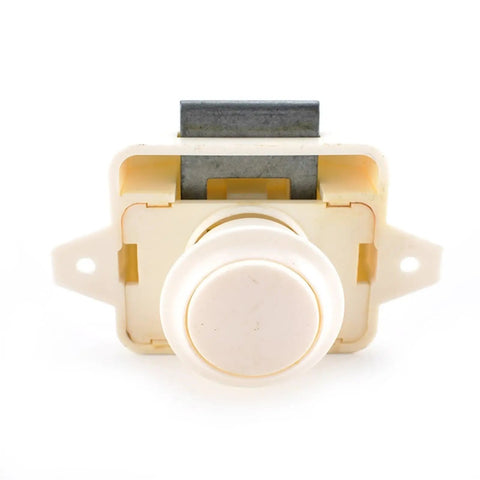 Front view of Push Lock Cabinet Latch 26mm For RVs Caravans Boats And Motor Homes On The Go Easy Install Drawer Button Lock Brown Finish Durable Hardware