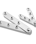 Massive 4 Piece Stainless Steel Concealed Door Pivot Hinges Packed With Smooth 360 Rotating Swivel Mechanisms Built Like A Tank For Rock Solid Cabinet And Shelving, close-up view of hinges.
