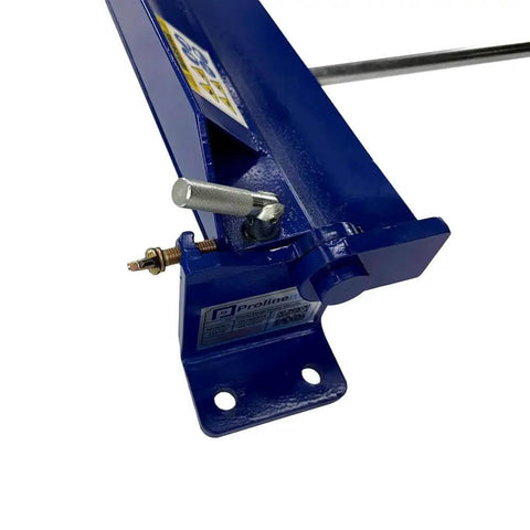 Close-up of Beefed Up Sheet Metal Brake Bender Tool For 20 Gauge Steel And 14 Gauge Aluminum, showing mounting and handle detail.