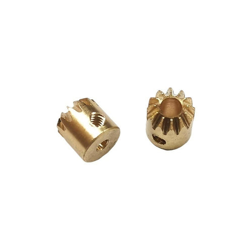 Two Pack Copper Bevel Gear Set 0.5M 12 Teeth Right Angle 1 To 1 Miter Pinion 2mm Bore Conical Bevel Gear For 90 Degree Transmission