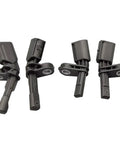 Ready To Run Front And Rear Abs Wheel Speed Sensor Pack Of Four For Volkswagen Vw Passat Jetta Tiguan Beetle Gti Eos Golf Cc Audi A3 Tt 2006 To 2018 Plug And Play Replacement close-up view of ABS wheel speed sensors