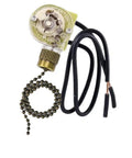 Two-Wire Pull Chain Ceiling Fan Light Switch ZE-109, bronze finish, with black wires and pull chain, UL listed, CSA certified