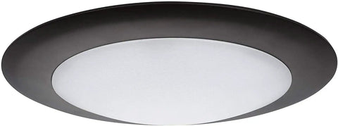 Close-up view of Six Pack LED Flush Mount Ceiling Light 650 Lumens 10.5W 85W Equivalent Warm White 2700K Bronze Trim 4 Inch J-Box 120V ETL.