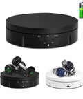 JAYEGT 22lbs Motorized Rotating Turntable Display Stand, Electric 360 Degree Spinning Base showcasing jewelry and small items.