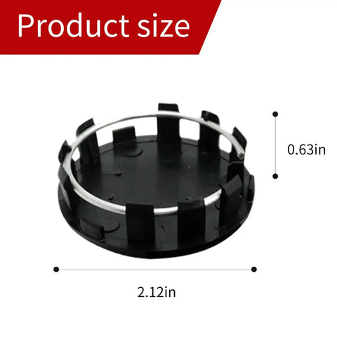 4 Pcs Black Wheel Center Hub Caps Snap In Cover Universal Fit Heavy Duty Abs Build Tough As Nails Street Ready Auto Shield For Everyday Cruising And Long Lasting Protection, showing product size 2.12in diameter.