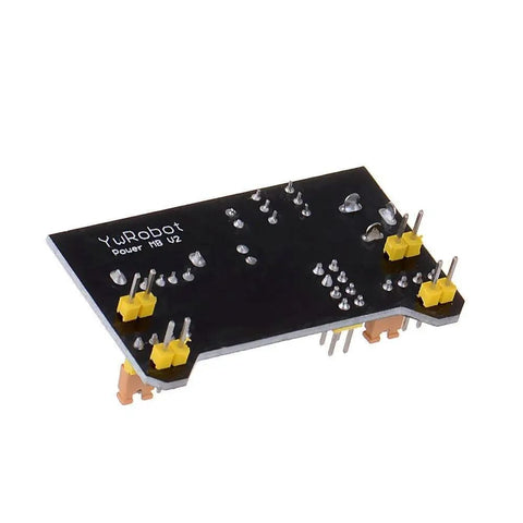 Back view of Dual 3.3V and 5V Power Supply Module for MB102 Breadboard Prototyping USB or 6.5 to 9V DC Input Under 700mA Max Output.