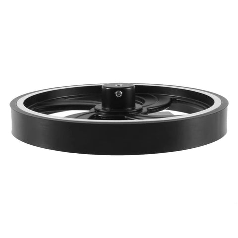 kousoer Encoder Wheel Bore 6mm Aluminum Rubber Measuring Wheel Black Heavy side view showing black aluminum construction and central mount.