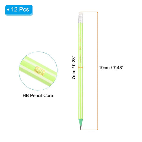 Round Pencils 12 Pack HB Graphite Wooden Pencils With Erasers For Classroom Office Writing And Drawing Supplies Green White